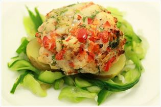 Fish cakes with cucumber-ginger salad