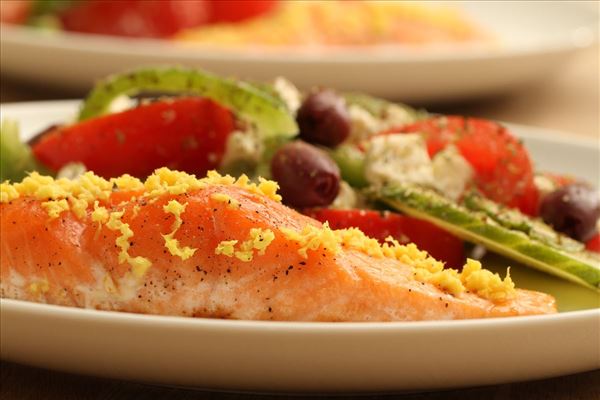 Salmon with Greek salad